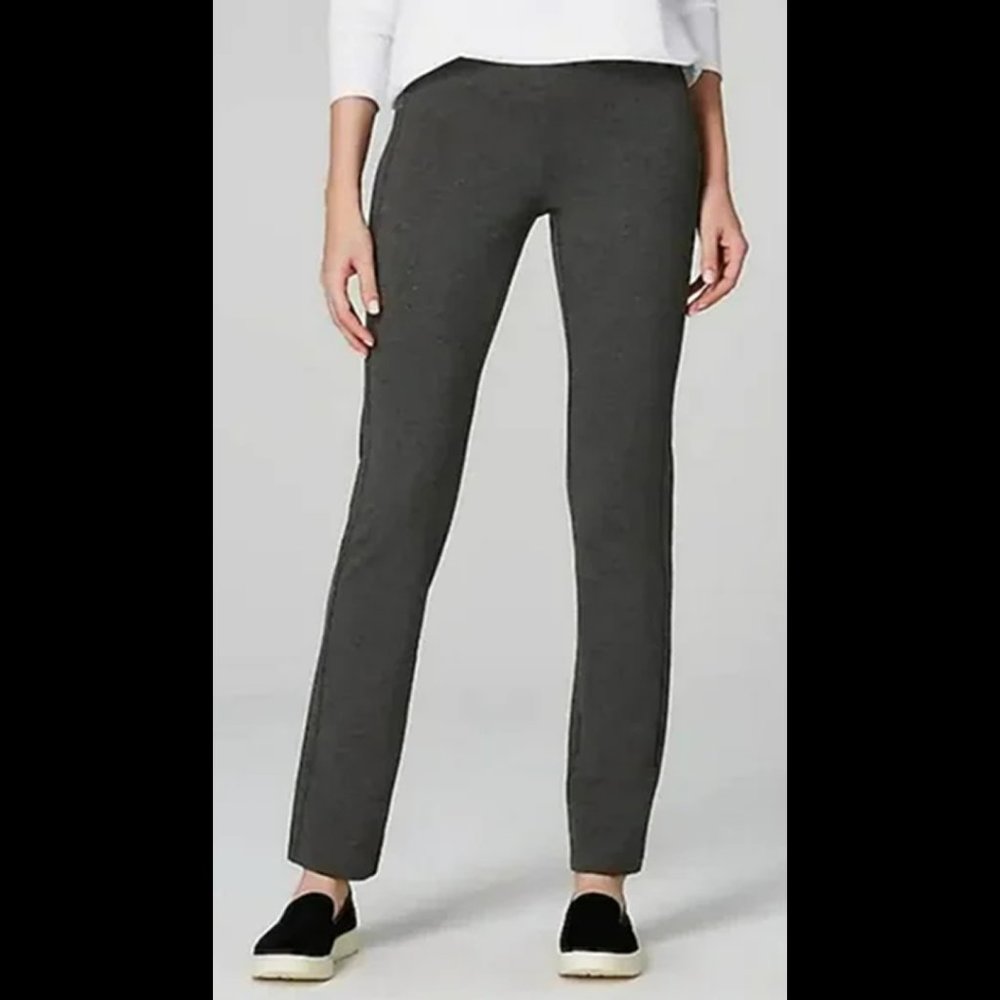 Pure Jill Womens Slim Leg Pants Size L Gray Pull On Pima Cotton